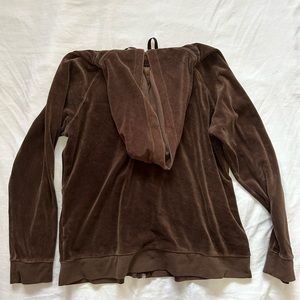 brown velvet track suit zip up